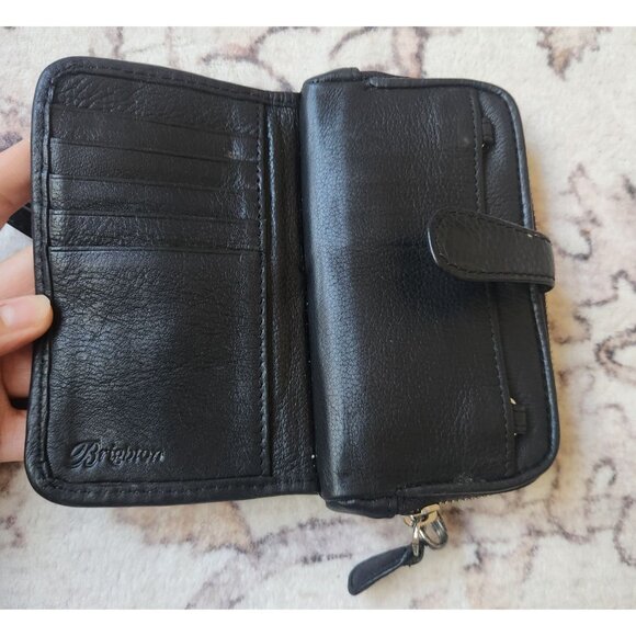 Brighton Black & Brown Leather Full Zip Wristlet Wallet - Picture 5 of 6